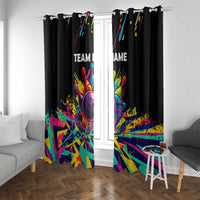 Colorful Bowling Ball and Pins Graphic Window Curtain Custom with Paint Splash - Wonder Print Shop