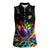 Colorful Bowling Ball and Pins Graphic Women Sleeveless Polo Shirt Custom with Paint Splash - Wonder Print Shop