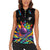 Colorful Bowling Ball and Pins Graphic Women Sleeveless Polo Shirt Custom with Paint Splash - Wonder Print Shop