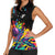 Colorful Bowling Ball and Pins Graphic Women Sleeveless Polo Shirt Custom with Paint Splash - Wonder Print Shop