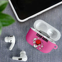 Pink and Black Bowling AirPods Case Design with Red Ball and Pins and Custom Team Name Graphic - Wonder Print Shop