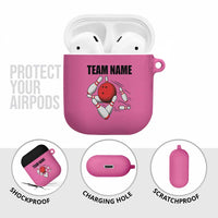 Pink and Black Bowling AirPods Case Design with Red Ball and Pins and Custom Team Name Graphic - Wonder Print Shop
