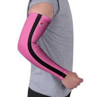 Pink and Black Bowling Arm Sleeves Design with Red Ball and Pins and Custom Team Name Graphic - Wonder Print Shop