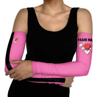Pink and Black Bowling Arm Sleeves Design with Red Ball and Pins and Custom Team Name Graphic - Wonder Print Shop