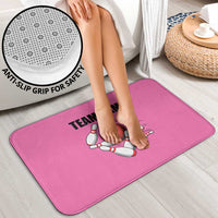 Pink and Black Bowling Bathroom Set Design with Red Ball and Pins and Custom Team Name Graphic - Wonder Print Shop