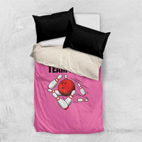 Pink and Black Bowling Bedding Set Design with Red Ball and Pins and Custom Team Name Graphic - Wonder Print Shop