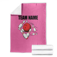 Pink and Black Bowling Blanket Design with Red Ball and Pins and Custom Team Name Graphic - Wonder Print Shop