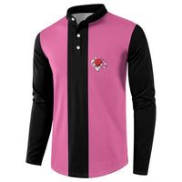 Pink and Black Bowling Button Sweatshirt Design with Red Ball and Pins and Custom Team Name Graphic - Wonder Print Shop
