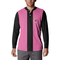 Pink and Black Bowling Button Sweatshirt Design with Red Ball and Pins and Custom Team Name Graphic - Wonder Print Shop