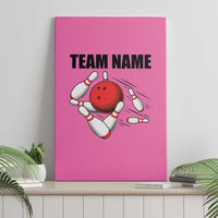 Pink and Black Bowling Canvas Wall Art Design with Red Ball and Pins and Custom Team Name Graphic - Wonder Print Shop