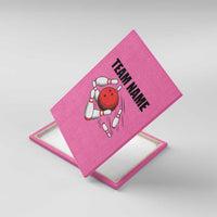 Pink and Black Bowling Canvas Wall Art Design with Red Ball and Pins and Custom Team Name Graphic - Wonder Print Shop