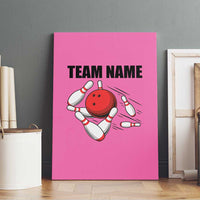 Pink and Black Bowling Canvas Wall Art Design with Red Ball and Pins and Custom Team Name Graphic - Wonder Print Shop