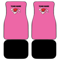 Pink and Black Bowling Car Mats Design with Red Ball and Pins and Custom Team Name Graphic - Wonder Print Shop