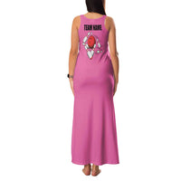 Pink and Black Bowling Family Matching Tank Maxi Dress and Hawaiian Shirt Design with Red Ball and Pins and Custom Team Name Graphic - Wonder Print Shop