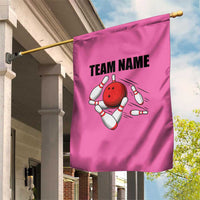 Pink and Black Bowling Garden Flag Design with Red Ball and Pins and Custom Team Name Graphic - Wonder Print Shop