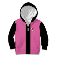 Pink and Black Bowling Kid Hoodie Design with Red Ball and Pins and Custom Team Name Graphic - Wonder Print Shop