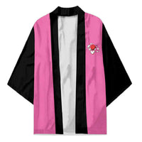 Pink and Black Bowling Kimono Design with Red Ball and Pins and Custom Team Name Graphic - Wonder Print Shop