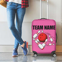 Pink and Black Bowling Luggage Cover Design with Red Ball and Pins and Custom Team Name Graphic - Wonder Print Shop