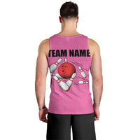 Pink and Black Bowling Men Tank Top Design with Red Ball and Pins and Custom Team Name Graphic - Wonder Print Shop