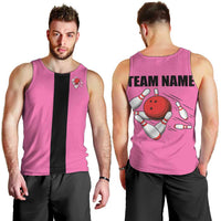 Pink and Black Bowling Men Tank Top Design with Red Ball and Pins and Custom Team Name Graphic - Wonder Print Shop