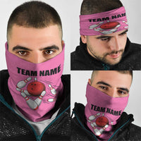 Pink and Black Bowling Neck Gaiter Design with Red Ball and Pins TS04