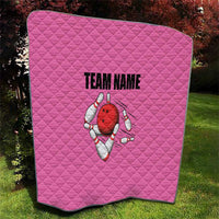 Pink and Black Bowling Quilt Design with Red Ball and Pins and Custom Team Name Graphic - Wonder Print Shop