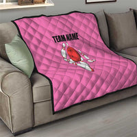 Pink and Black Bowling Quilt Design with Red Ball and Pins and Custom Team Name Graphic - Wonder Print Shop