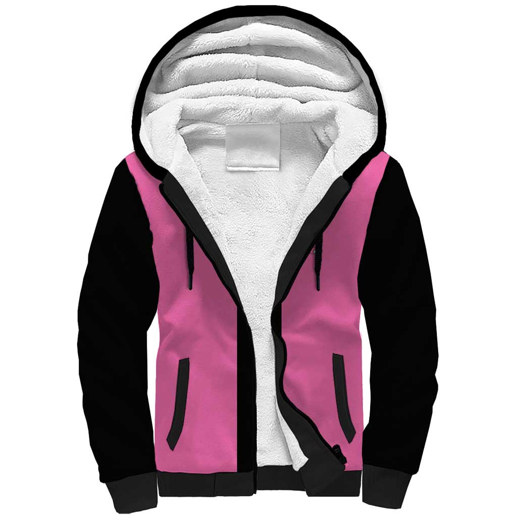 Pink and Black Bowling Sherpa Hoodie Design with Red Ball and Pins and Custom Team Name Graphic - Wonder Print Shop