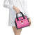 Pink and Black Bowling Shoulder Handbag Design with Red Ball and Pins and Custom Team Name Graphic - Wonder Print Shop