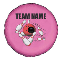 Pink and Black Bowling Spare Tire Cover Design with Red Ball and Pins and Custom Team Name Graphic - Wonder Print Shop
