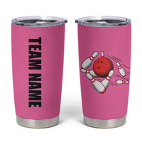 Pink and Black Bowling Tumbler Cup Design with Red Ball and Pins and Custom Team Name Graphic - Wonder Print Shop