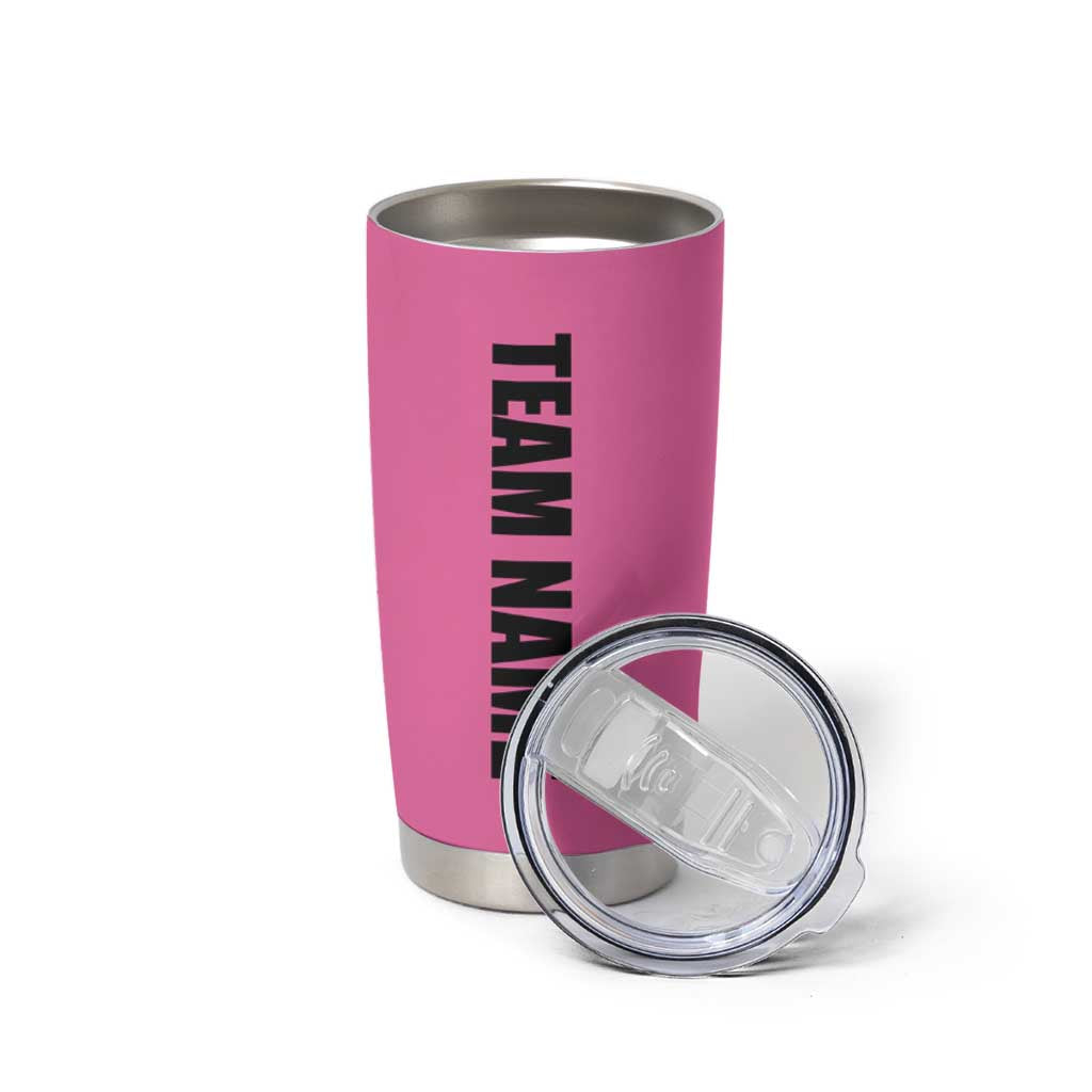 Pink and Black Bowling Tumbler Cup Design with Red Ball and Pins and Custom Team Name Graphic - Wonder Print Shop