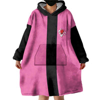 Pink and Black Bowling Wearable Blanket Hoodie Design with Red Ball and Pins and Custom Team Name Graphic - Wonder Print Shop