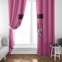 Pink and Black Bowling Window Curtain Design with Red Ball and Pins and Custom Team Name Graphic - Wonder Print Shop