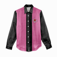 Pink and Black Bowling Women Casual Shirt Design with Red Ball and Pins and Custom Team Name Graphic - Wonder Print Shop