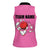 Pink and Black Bowling Women Sleeveless Polo Shirt Design with Red Ball and Pins and Custom Team Name Graphic - Wonder Print Shop