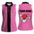 Pink and Black Bowling Women Sleeveless Polo Shirt Design with Red Ball and Pins and Custom Team Name Graphic - Wonder Print Shop