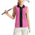 Pink and Black Bowling Women Sleeveless Polo Shirt Design with Red Ball and Pins and Custom Team Name Graphic - Wonder Print Shop