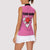 Pink and Black Bowling Women Sleeveless Polo Shirt Design with Red Ball and Pins and Custom Team Name Graphic - Wonder Print Shop