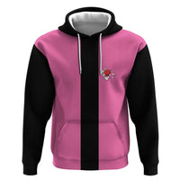 Pink and Black Bowling Zip Hoodie Design with Red Ball and Pins and Custom Team Name Graphic - Wonder Print Shop