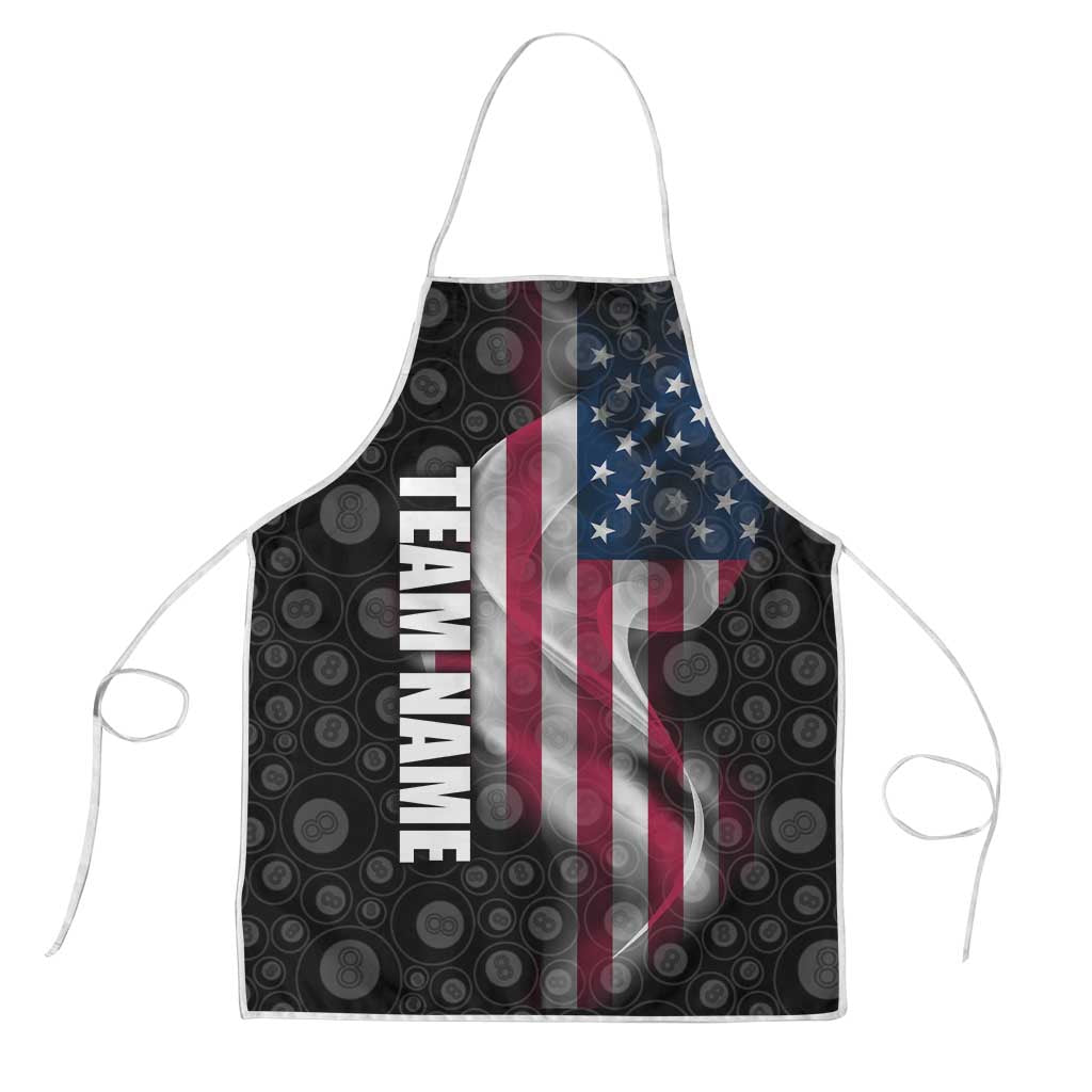 American Flag Bowling Ball and Pins Graphic Apron with Black Patterned Background and Custom Team Name Design - Wonder Print Shop