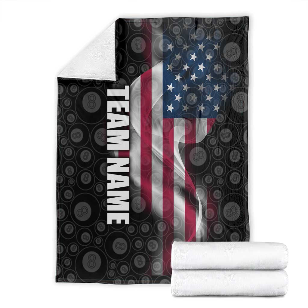 American Flag Bowling Ball and Pins Graphic Blanket with Black Patterned Background and Custom Team Name Design - Wonder Print Shop