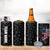 American Flag Bowling Ball and Pins Graphic 4 in 1 Can Cooler Tumbler with Black Patterned Background and Custom Team Name Design - Wonder Print Shop