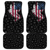 American Flag Bowling Ball and Pins Graphic Car Mats with Black Patterned Background and Custom Team Name Design - Wonder Print Shop