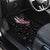 American Flag Bowling Ball and Pins Graphic Car Mats with Black Patterned Background and Custom Team Name Design - Wonder Print Shop