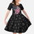 American Flag Bowling Ball and Pins Graphic Family Matching Summer Maxi Dress and Hawaiian Shirt with Black Patterned Background and Custom Team Name Design - Wonder Print Shop