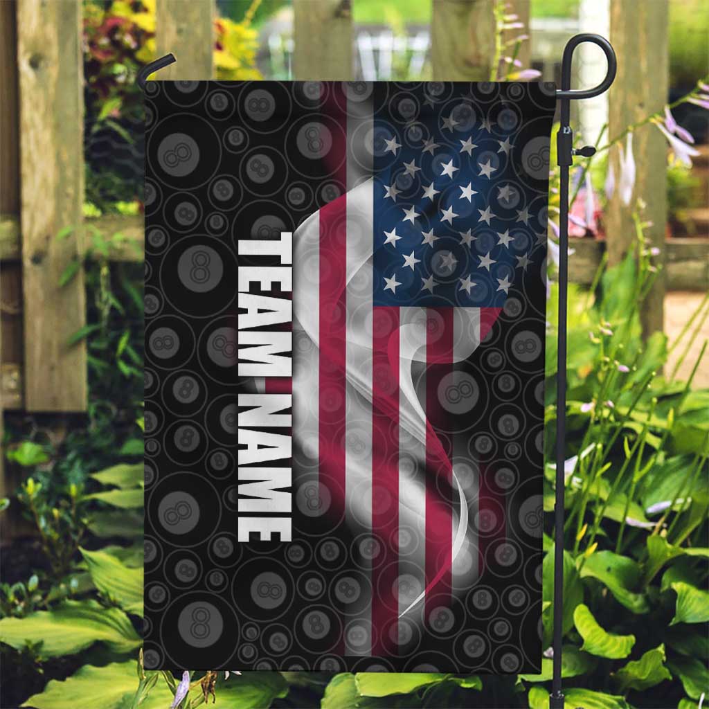American Flag Bowling Ball and Pins Graphic Garden Flag with Black Patterned Background and Custom Team Name Design - Wonder Print Shop