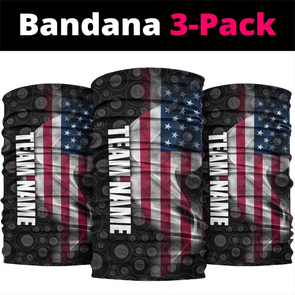 American Flag Bowling Ball and Pins Graphic Neck Gaiter with Black Patterned Background TS04