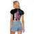 American Flag Bowling Ball and Pins Graphic Raglan Cropped T Shirt with Black Patterned Background and Custom Team Name Design - Wonder Print Shop