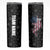 American Flag Bowling Ball and Pins Graphic Skinny Tumbler with Black Patterned Background and Custom Team Name Design - Wonder Print Shop
